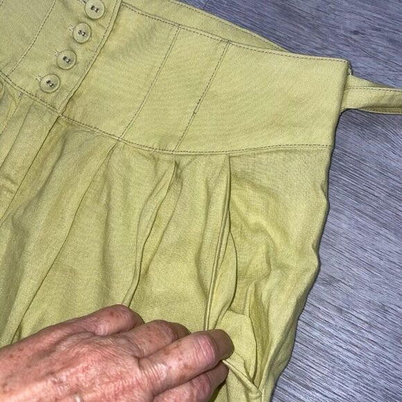 Free People Wide Leg Pants Women’s 6 Trousers High Waist Linen Blend Belted Boho - Picture 5 of 15